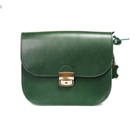 Natural Leather Saddle Bag Large – Green