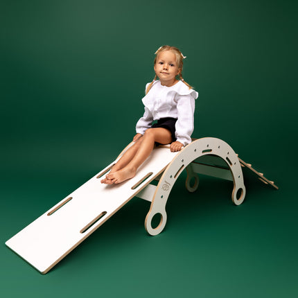 White Wooden Dream Rocker with Pillow, Slide and Ladder - Small