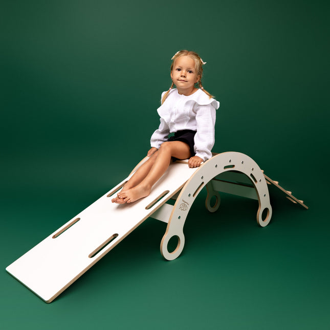 White Wooden Dream Rocker with Pillow, Slide and Ladder - Small