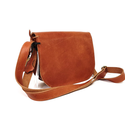 Natural Leather Saddle Bag Medium – Light Brown