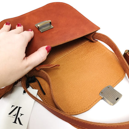 Natural Leather Saddle Bag Medium – Light Brown