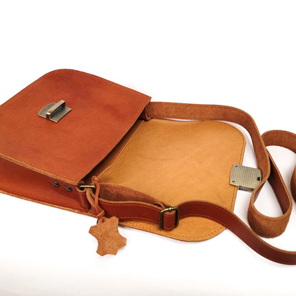 Natural Leather Saddle Bag Large – Light Brown