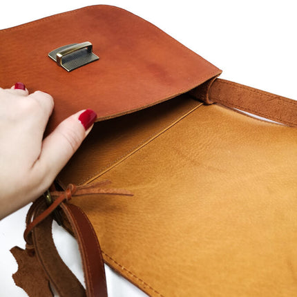Natural Leather Saddle Bag Large – Light Brown