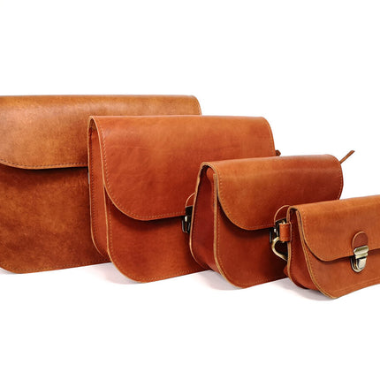 Natural Leather Saddle Bag Large – Light Brown