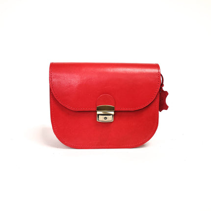 Natural Leather Saddle Bag Medium – Red