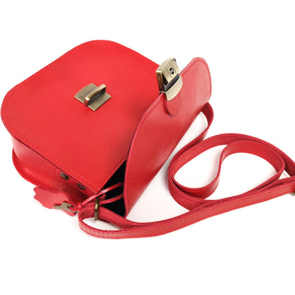 Natural Leather Saddle Bag Medium – Red