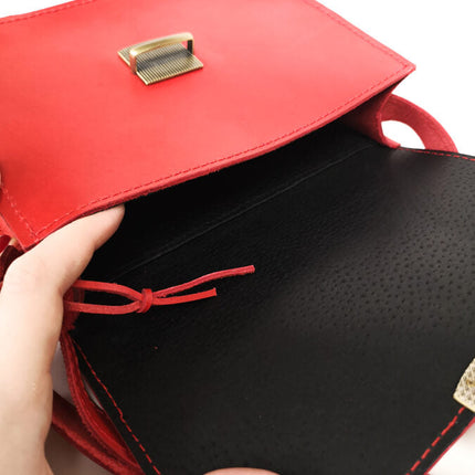 Natural Leather Saddle Bag Medium – Red