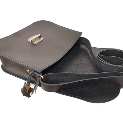 Natural Leather Saddle Bag Large – Black