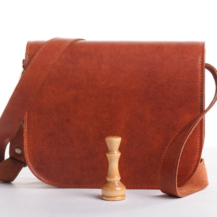 Natural Leather Saddle Bag Large – Light Brown