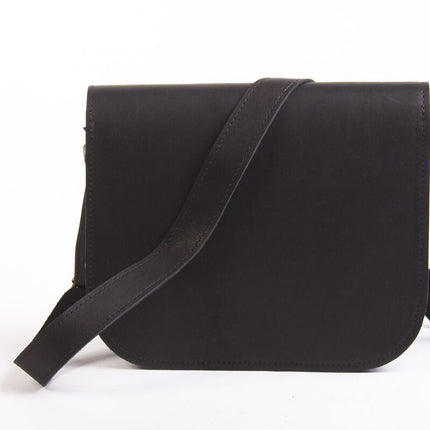 Natural Leather Saddle Bag Large – Black