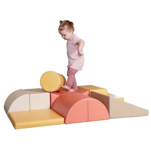 Soft Play 8 Foam Block Set - Pastel Pink Adventurer