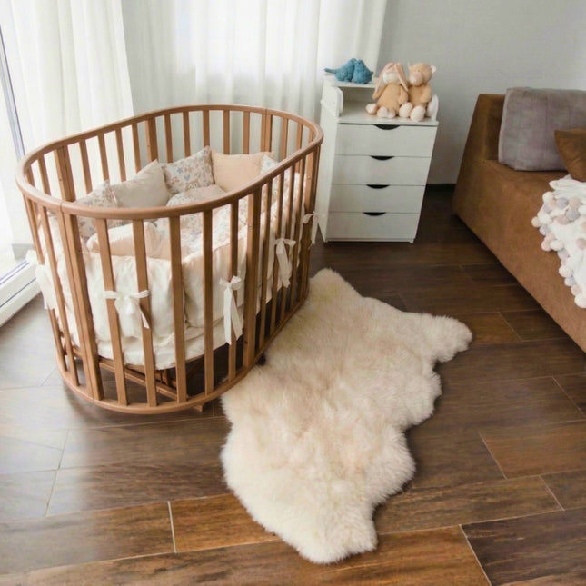 Round Baby Crib OLIN with Mattress - Cappuccino