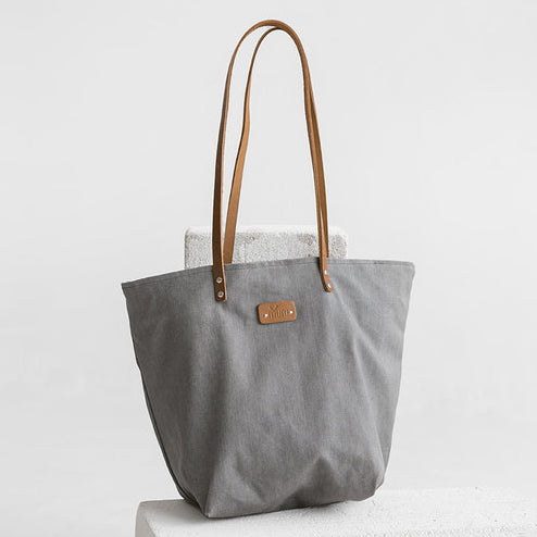 Grey Denim Tote Bag