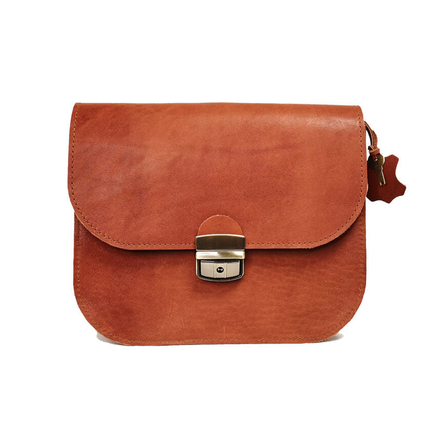 Natural Leather Saddle Bag Large – Light Brown