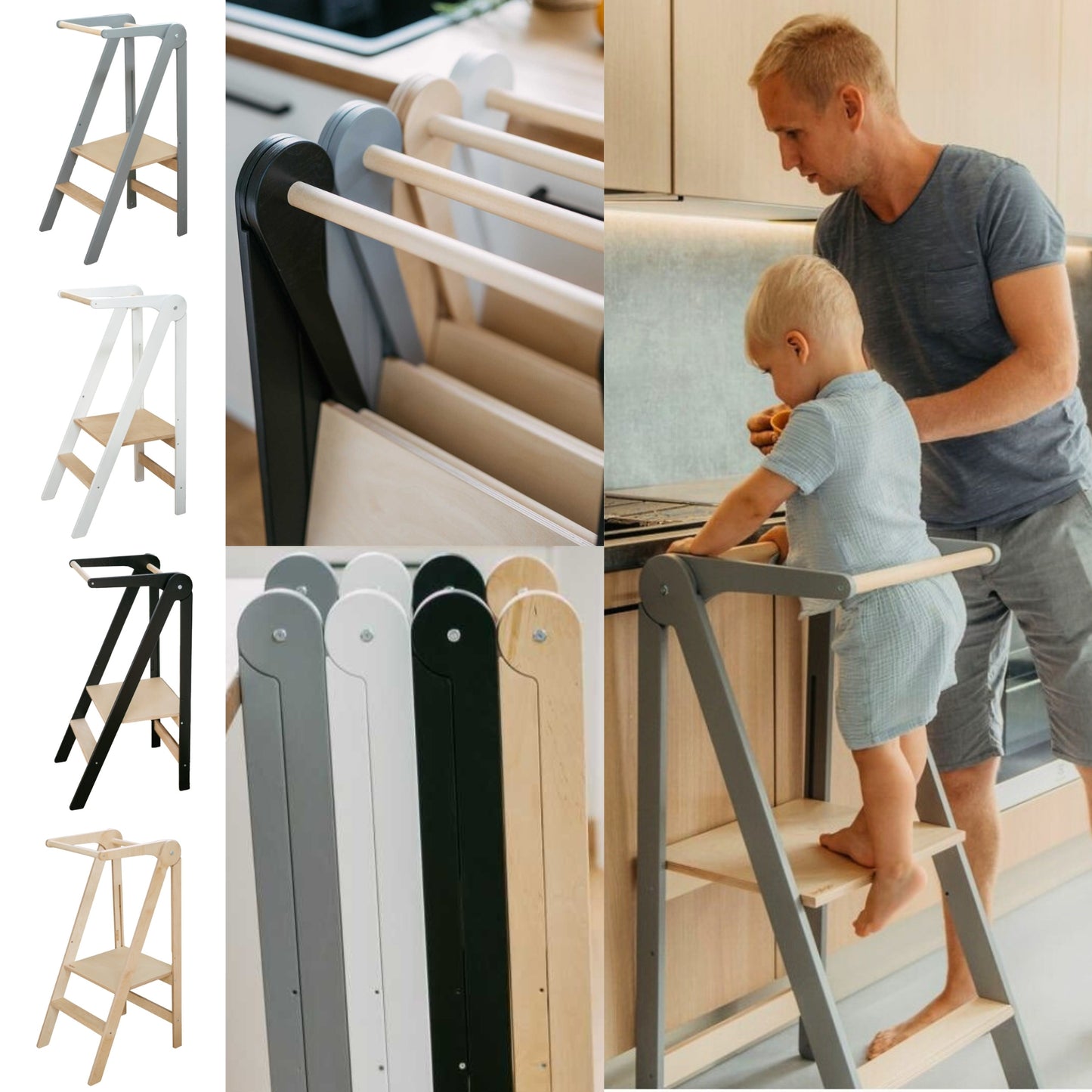 Foldable Kitchen Tower With Removable Rail by Leg&Go