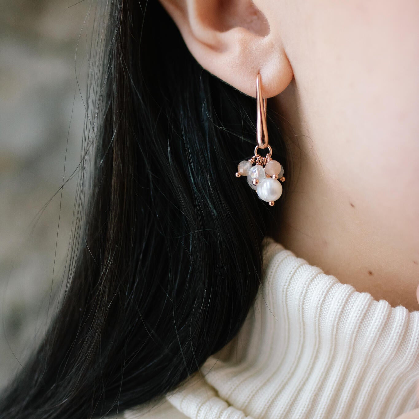 Cherie Black Earrings - Rose Gold and Silver