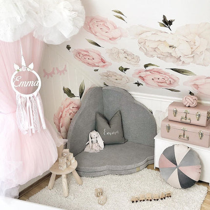 Play Mat for Kids - Cloud Shaped Light Grey Velvet