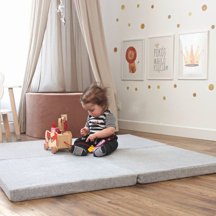 Play Mat for Kids - Square Light Grey Velvet