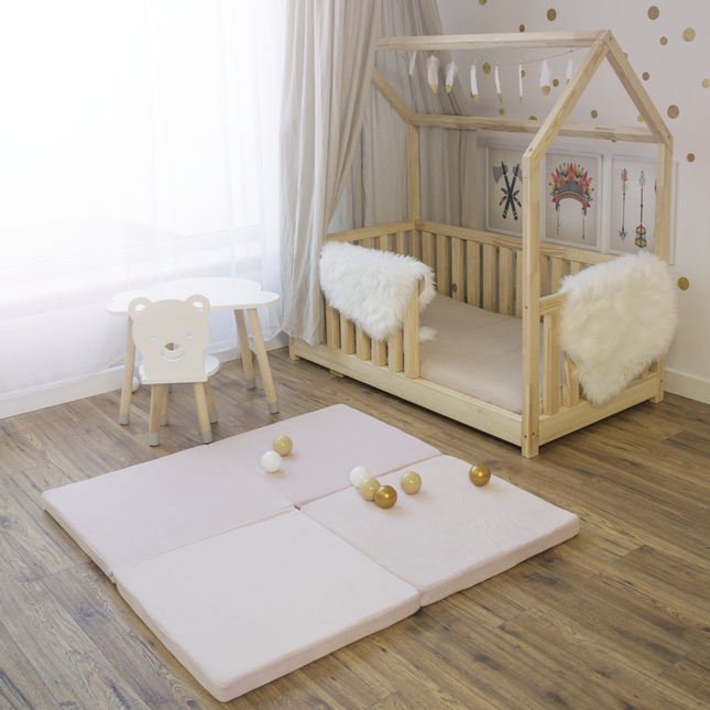 Play Mat for Kids - Square Light Pink Velvet