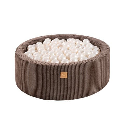 Ball Pit Round With 200 White Balls, 90x30cm - Aesthetic Brown - LoveStyle World