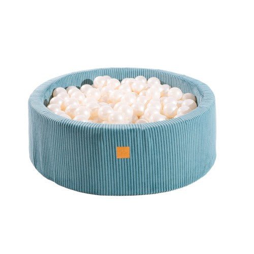 Ball Pit Round With 200 White Balls, 90x30cm - Aesthetic Turquoise - LoveStyle World