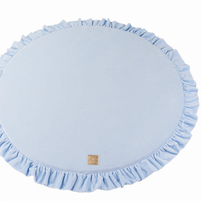 Round Play Mat With a Frill - Baby Blue Velvet