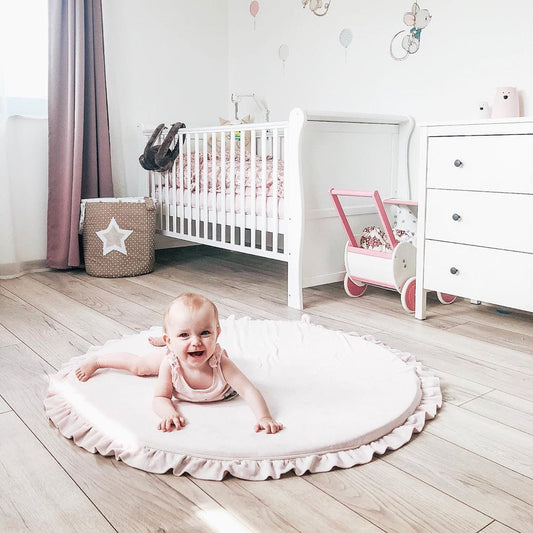 Round Play Mat With a Frill - Pink Velvet