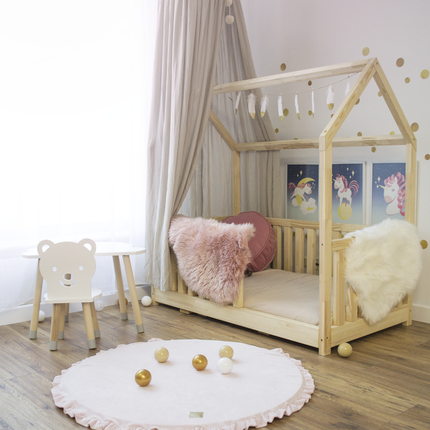 Round Play Mat With a Frill - Pink Velvet