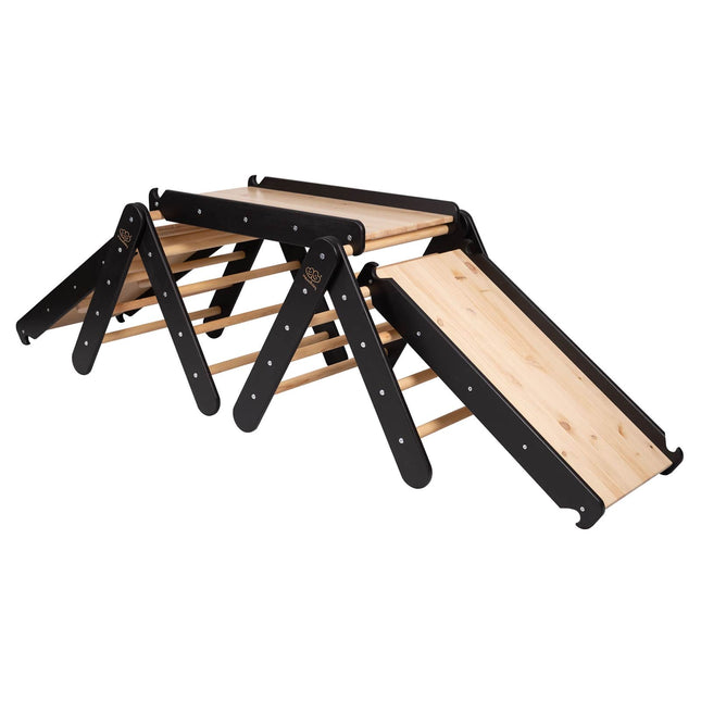 Ladder Triangle Climber Montessori Set with Slide and Climbing Frame - Black - LoveStyle World