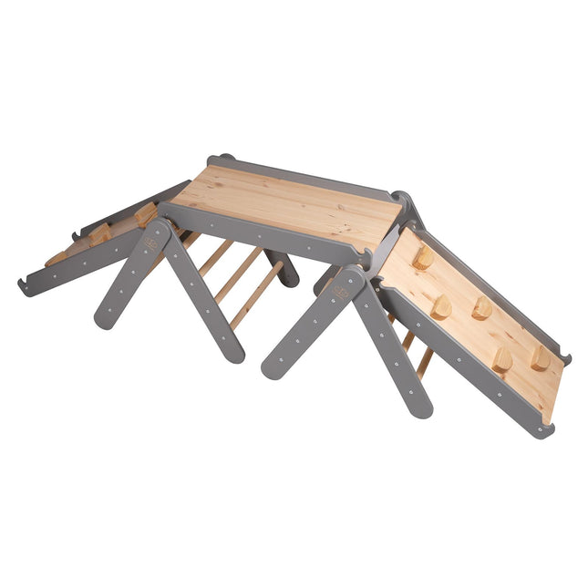 Ladder Triangle Climber Montessori Set with Slide and Climbing Frame - Grey - LoveStyle World