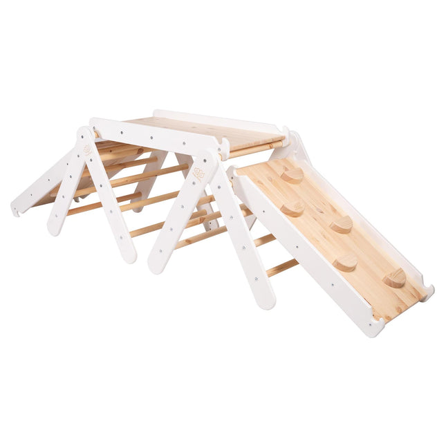 Ladder Triangle Climber Montessori Set with Slide and Climbing Frame - White - LoveStyle World