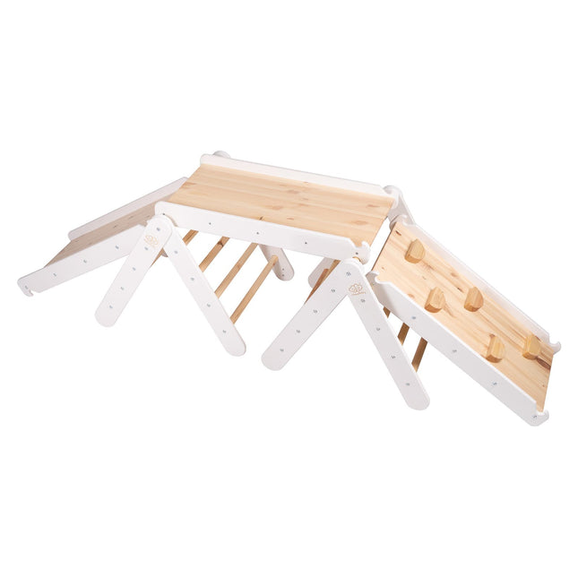 Ladder Triangle Climber Montessori Set with Slide and Climbing Frame - White - LoveStyle World