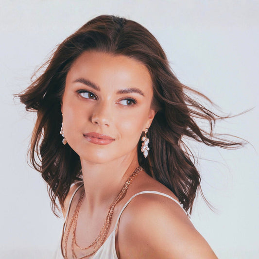 Festive Pearls Earrings - Rose Gold and Silver