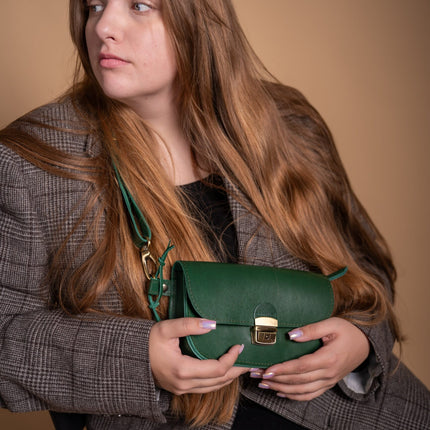 Natural Leather Saddle Bag Mini - Green
