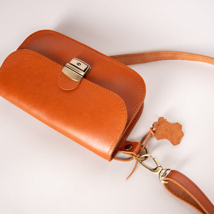 Natural Leather Saddle Bag Mini - Light Brown