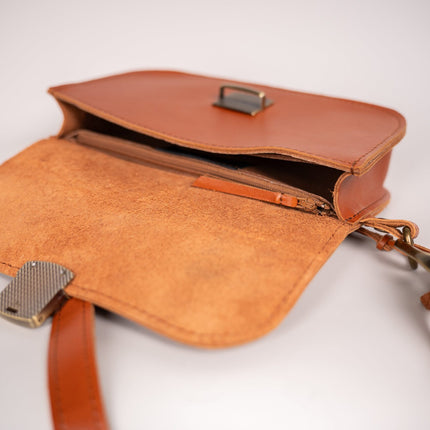 Natural Leather Saddle Bag Mini - Green