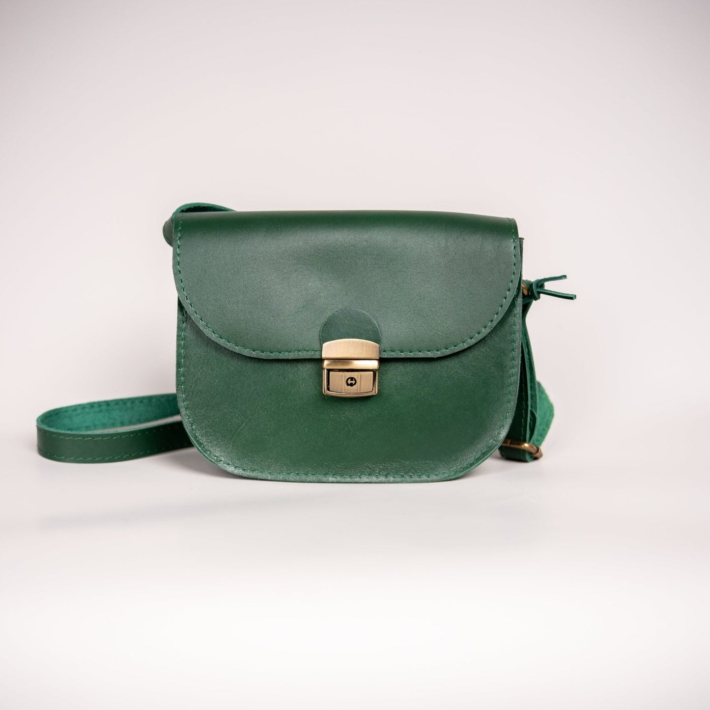 Natural Leather Saddle Bag Medium – Green