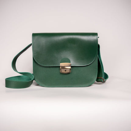 Natural Leather Saddle Bag Large – Green