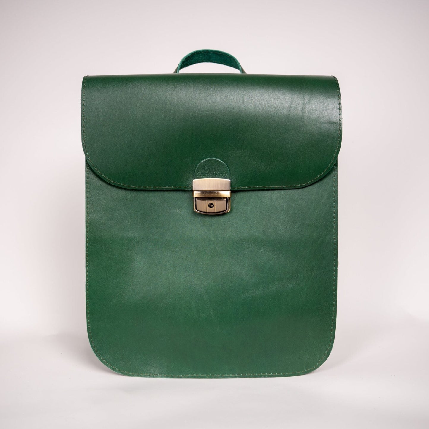 Natural Leather Saddle Backpack - Green