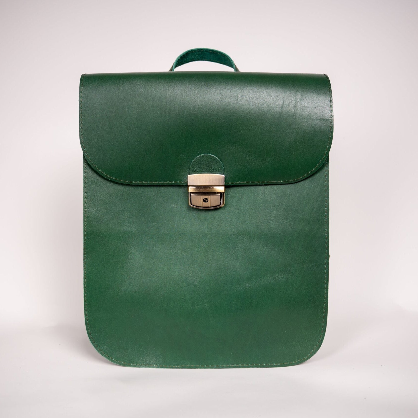 Natural Leather Saddle Backpack - Green