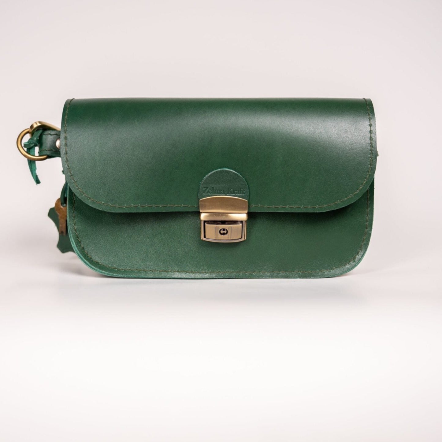 Natural Leather Saddle Bag Mini - Green
