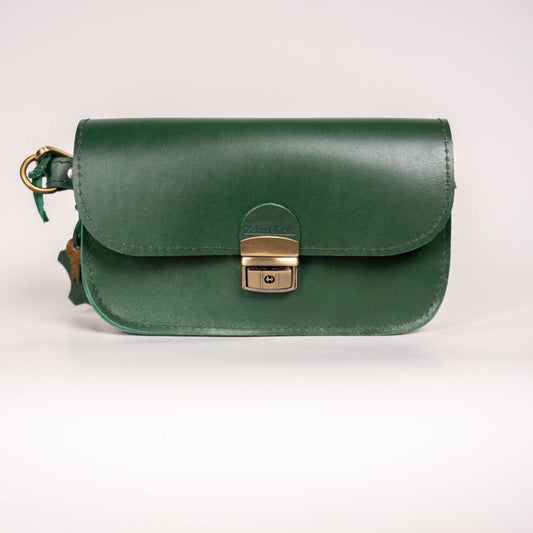 Natural Leather Saddle Bag Mini - Green