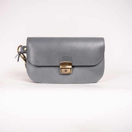 Natural Leather Saddle Bag Mini - Grey