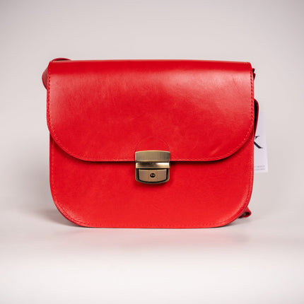 Natural Leather Saddle Bag Large – Red
