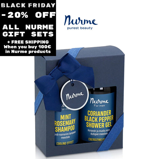 Rosemary and Black Pepper Gift Set - For Men Mint Rosemary Shampoo and Coriander Black Pepper Shower Gel