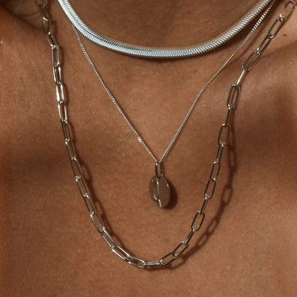 Paper Clip Y-Necklace Silver
