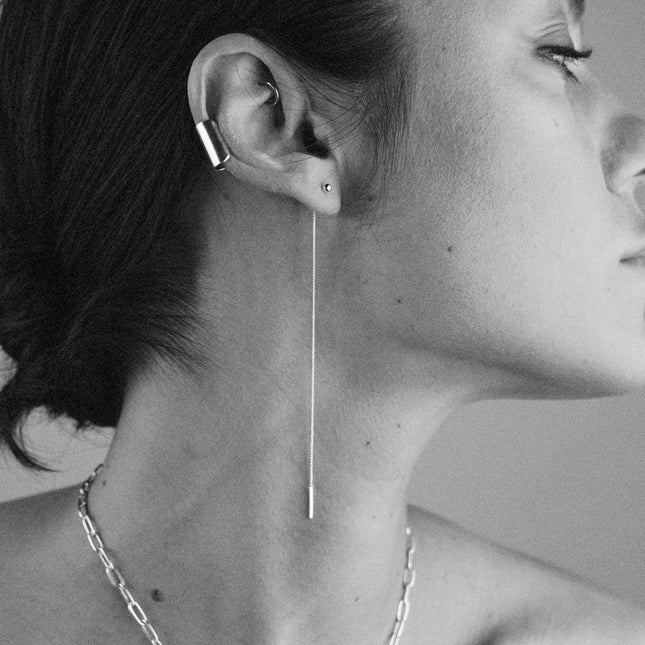 Pin Up Threader Chain Earrings - Silver