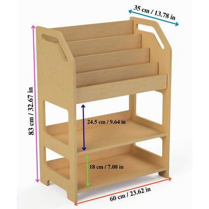 Montessori Wooden Book Display with Storage Shelf For Kids
