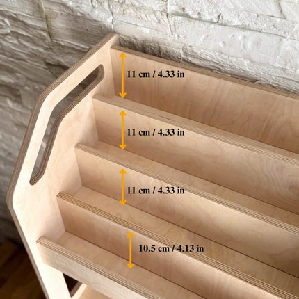 Montessori Wooden Book Display with Storage Shelf For Kids