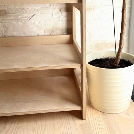 Montessori Wooden Book Display with Storage Shelf For Kids